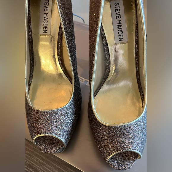 Steve Madden Shimmer Peep Toe Stilettos - Picture 2 of 5